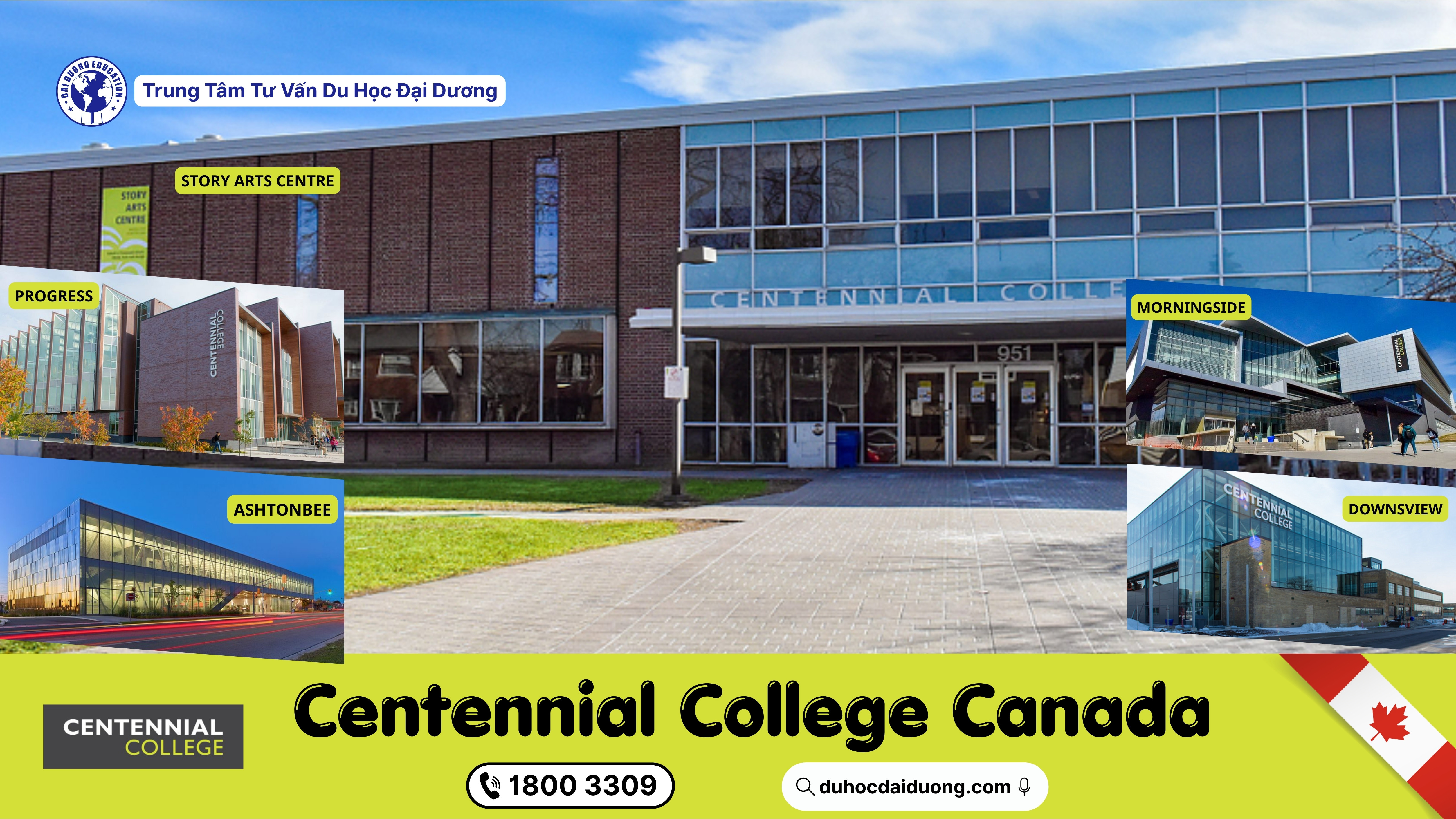 ảnh bìa bài viết giới thiệu trường Centennial College Canada