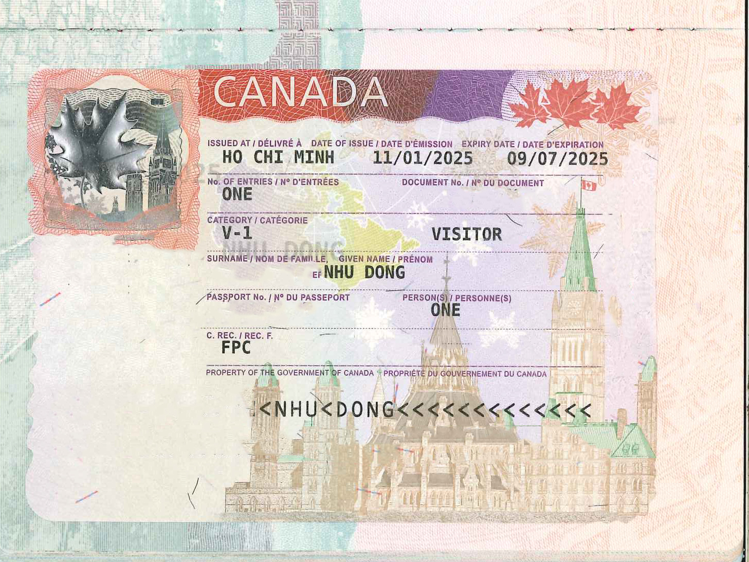 NHU DONG-Kh đạt visa du lịch CANADA