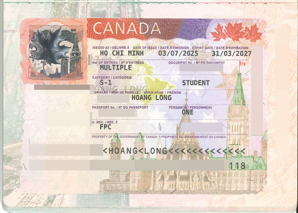 HOANG LONG-KH đạt visa du học Canada
