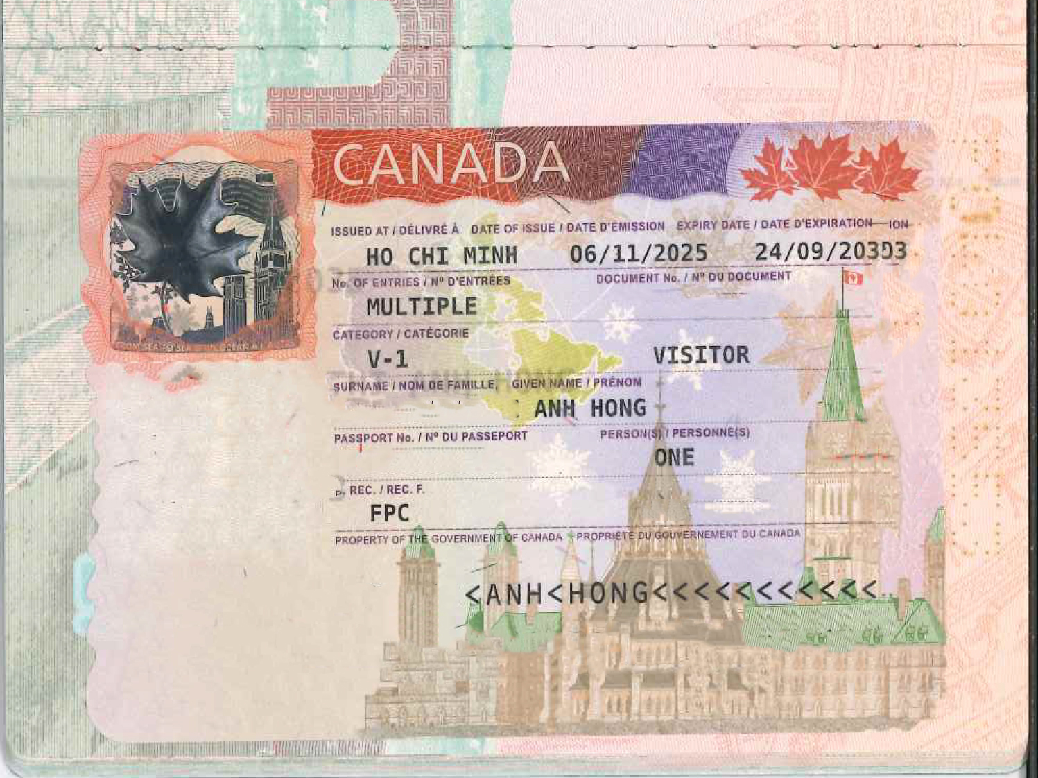 ANH HONG-KH đạt visa du lịch CANADA