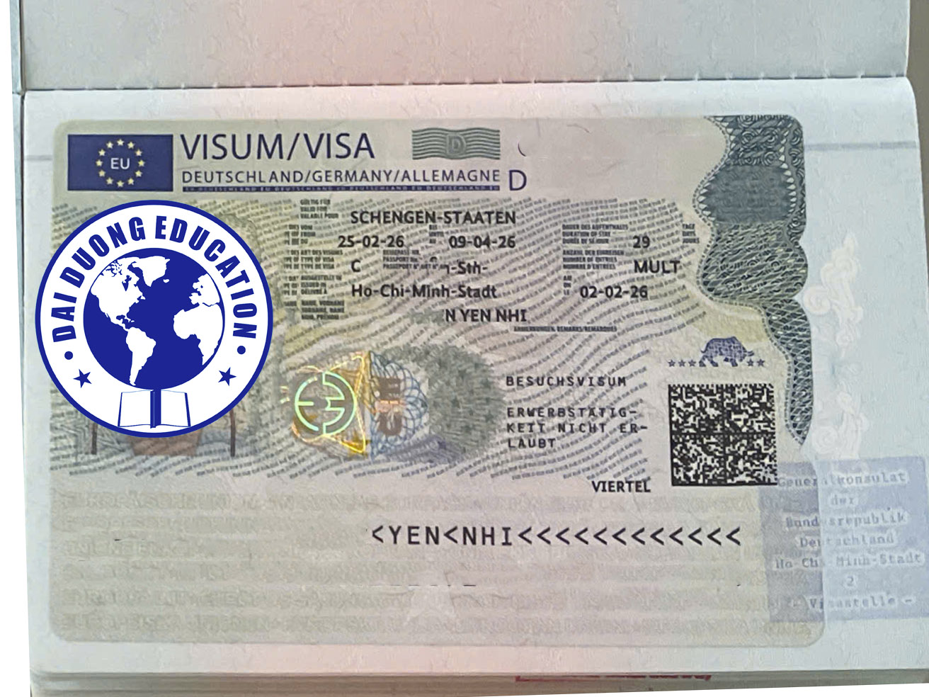 YEN NHI-KH đạt visa Đức