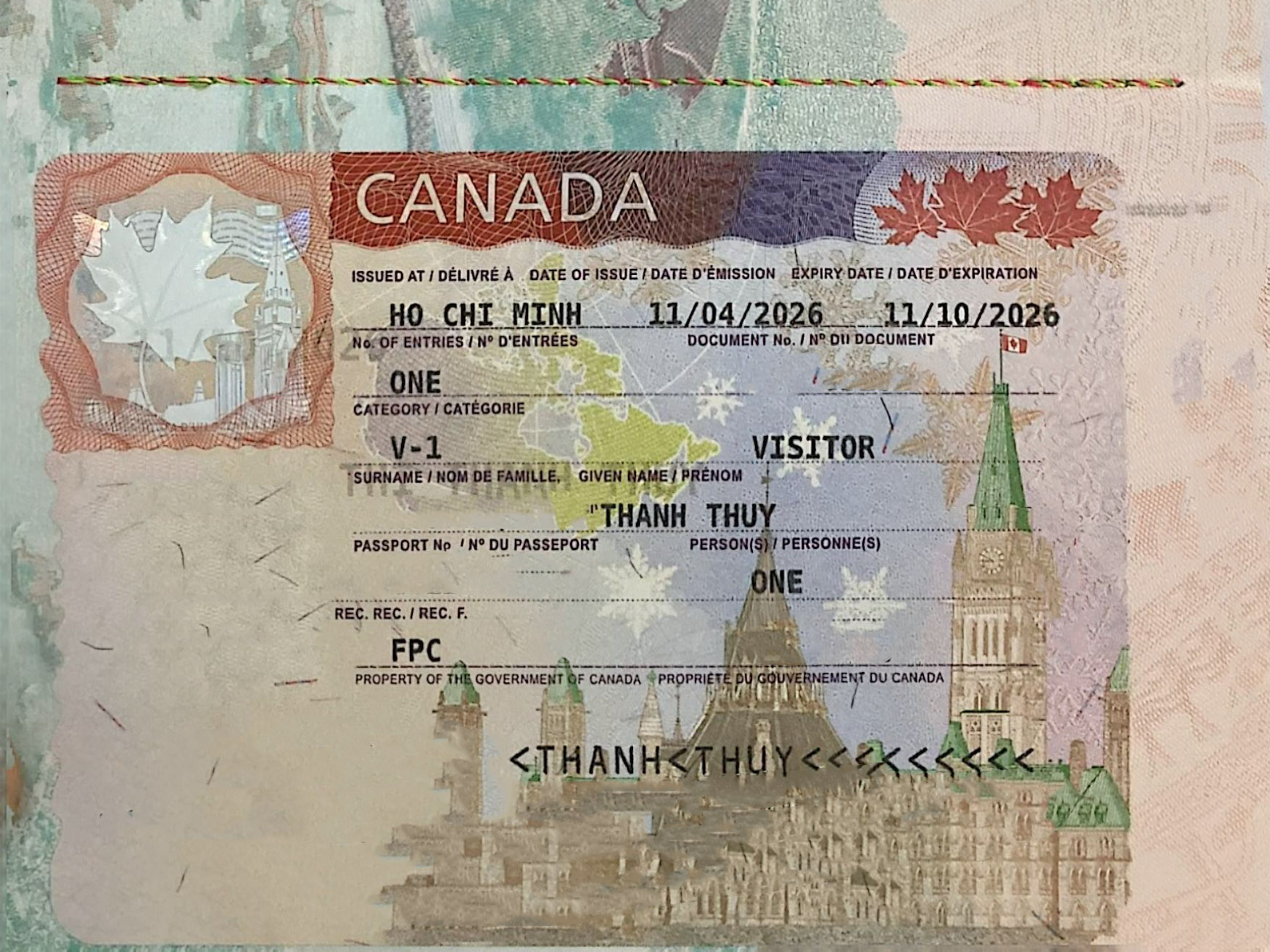 THANH THUY-KH đạt visa du lịch CANADA