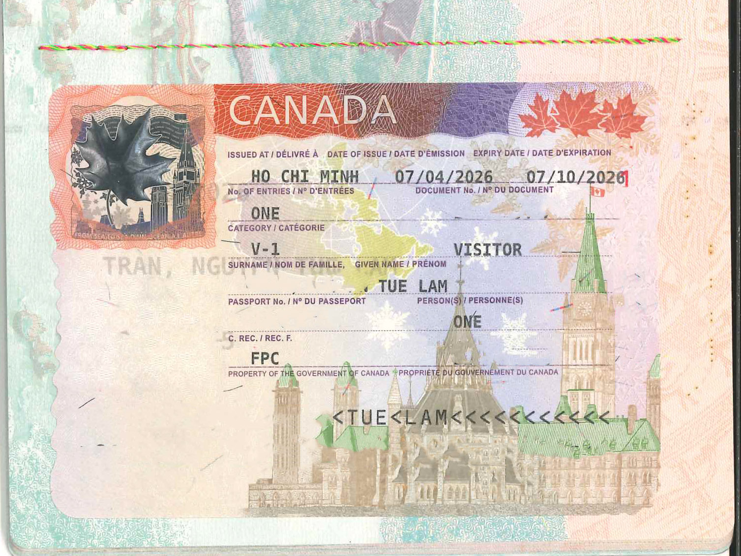TUE LAM-KH đạt visa du lịch Canada
