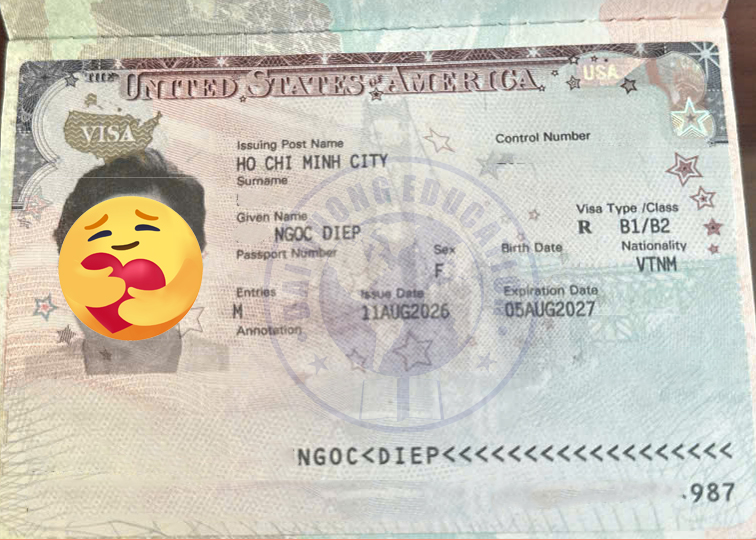 NGOC DIEP-KH đạt Visa Du lịch Mỹ