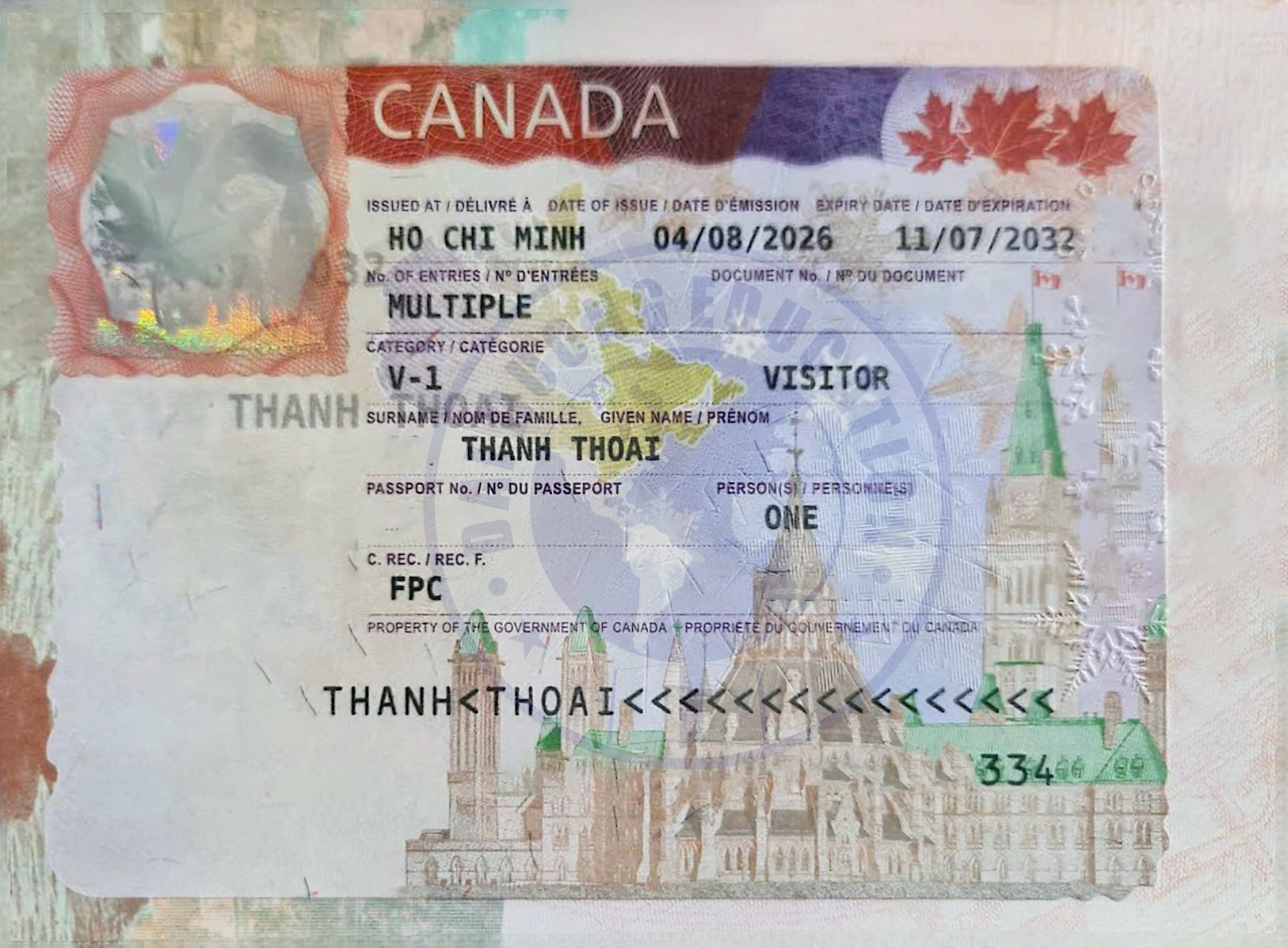 THANH THOAI-KH đạt visa du lịch Canada